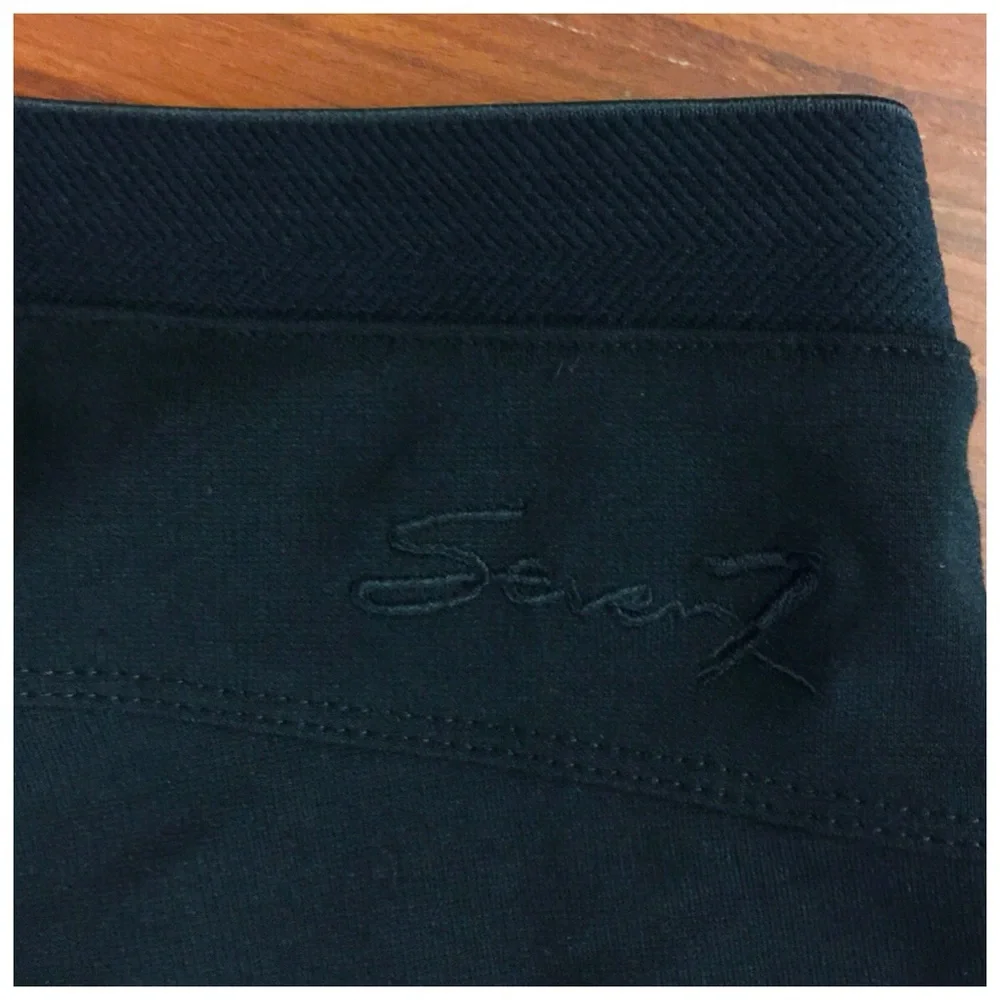 Black Seven7 Fancy Pant Faux Suede/Nylon Legging Style Vented Hem Pant Size 4_8